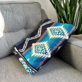 Andean Alpaca Wool Blanket - Cobalt Blue by Alpaca Threadz