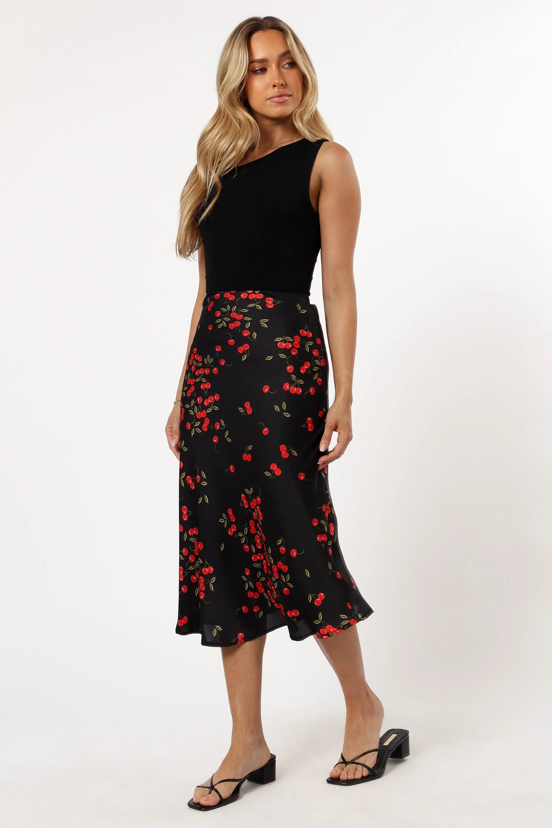 Annia Midi Skirt - Cherry