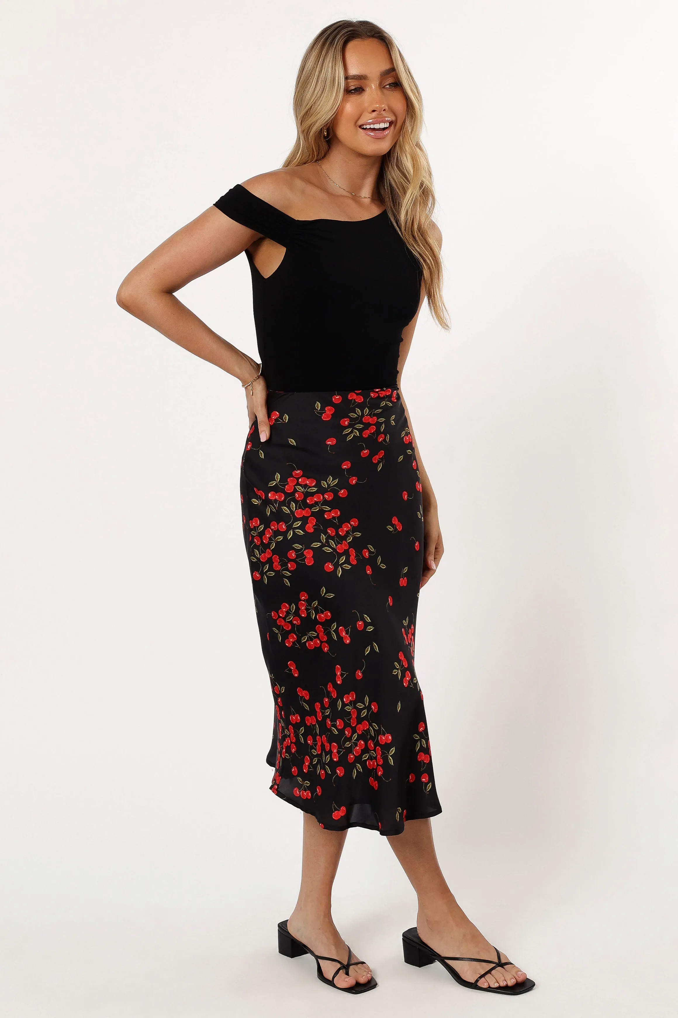 Annia Midi Skirt - Cherry