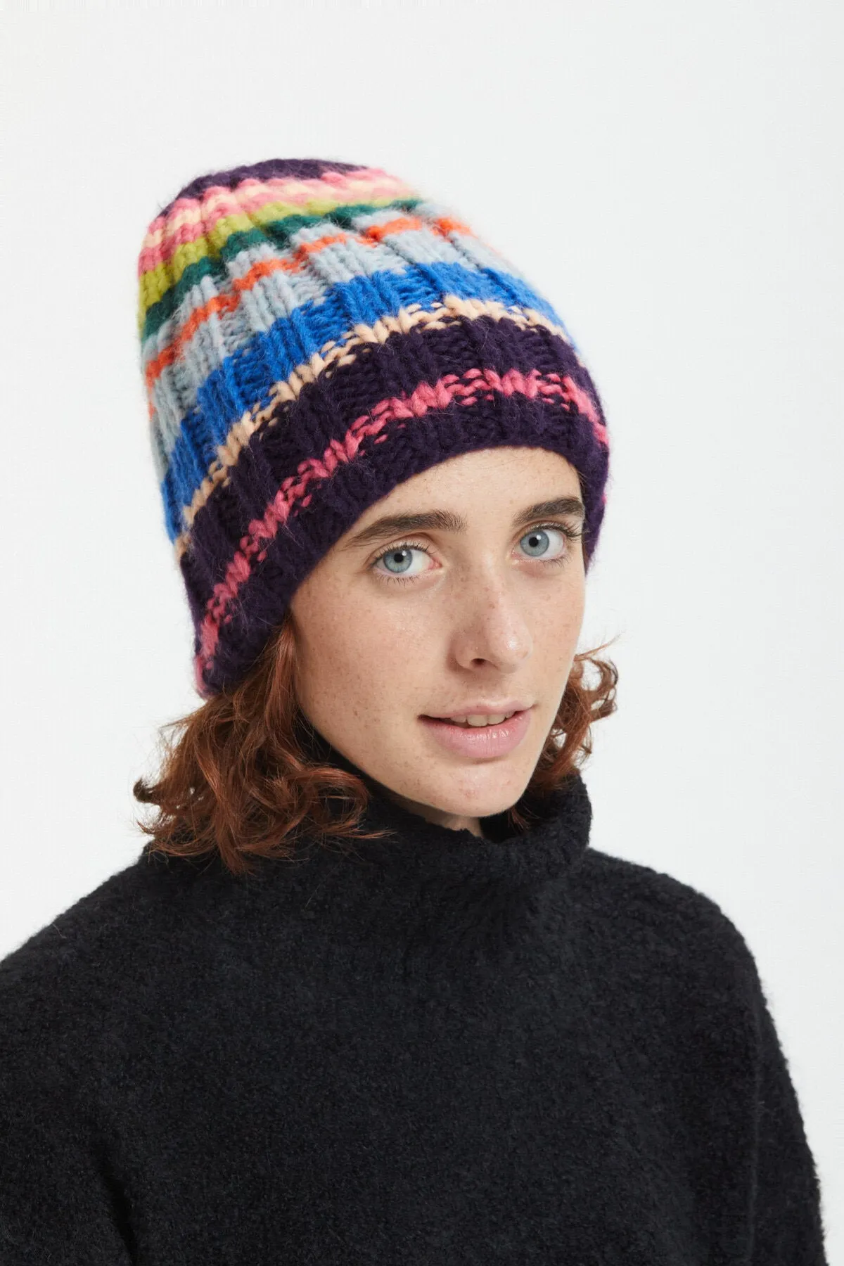 Anthea Striped Wool Beanie