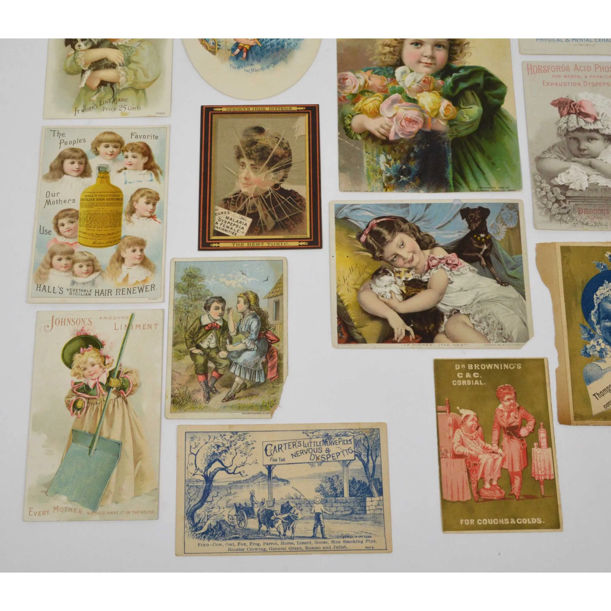 Antique Advertising TRADE CARD Lot of 21 QUACK CURES/MEDICINE Browns CARTERS   !