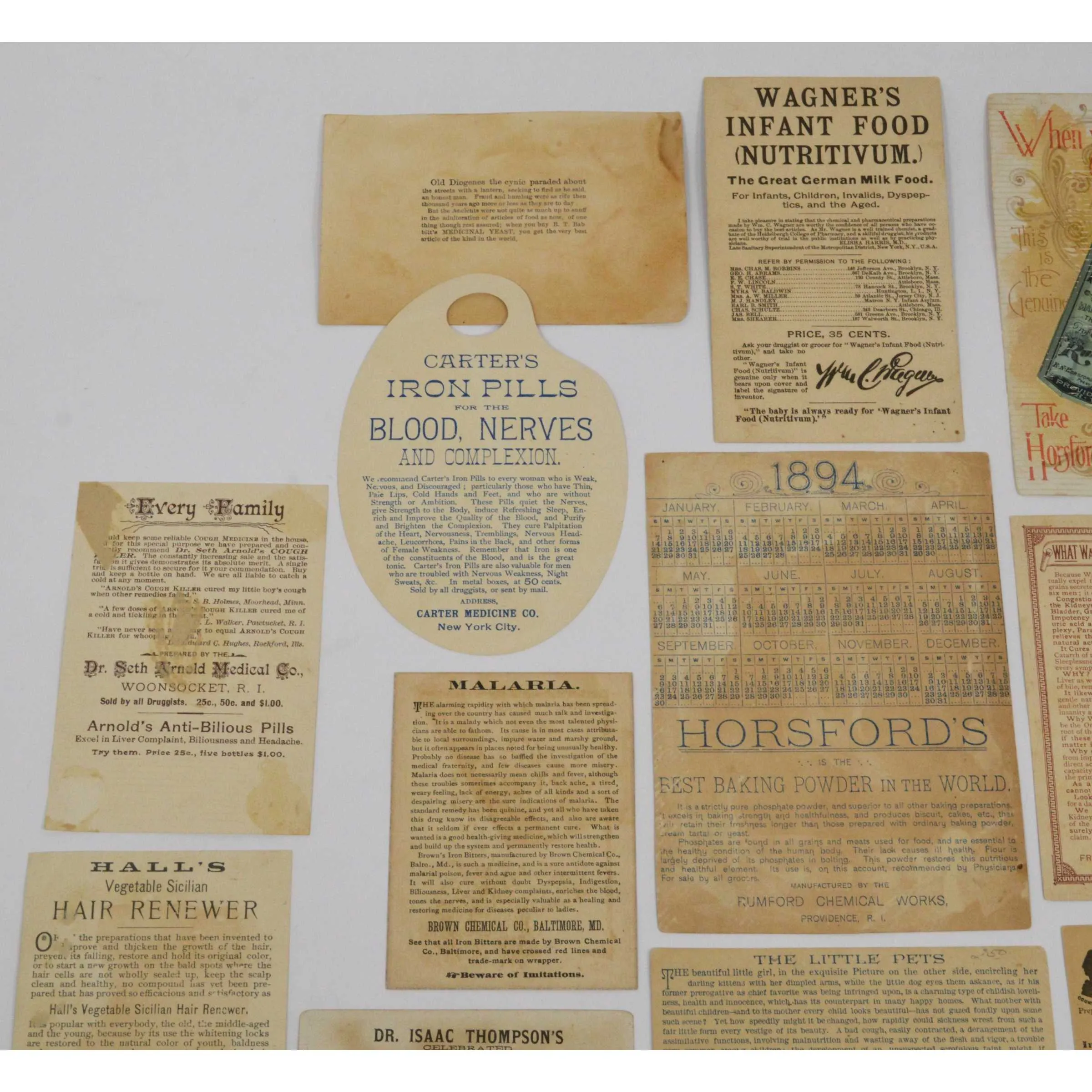 Antique Advertising TRADE CARD Lot of 21 QUACK CURES/MEDICINE Browns CARTERS   !