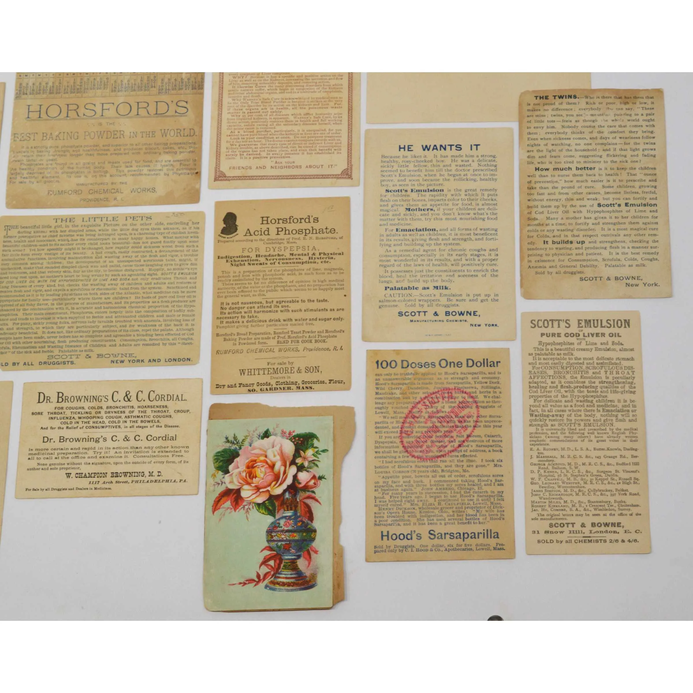 Antique Advertising TRADE CARD Lot of 21 QUACK CURES/MEDICINE Browns CARTERS   !