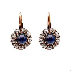 Antique Inspired Sapphire Diamond 18k Rose Gold Cluster Earrings