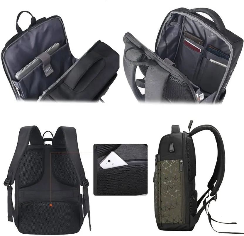 Aoking Anti-theft Business USB Slim Travel Backpack