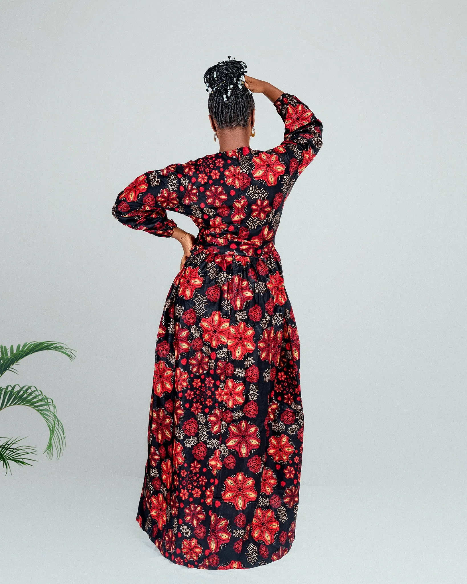 Arin Ankara Maxi Dress | Black and Red African Print