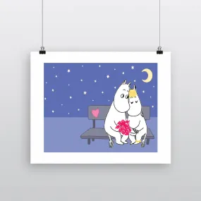 Art Print Moomintroll And Snorkmaiden Evening Love