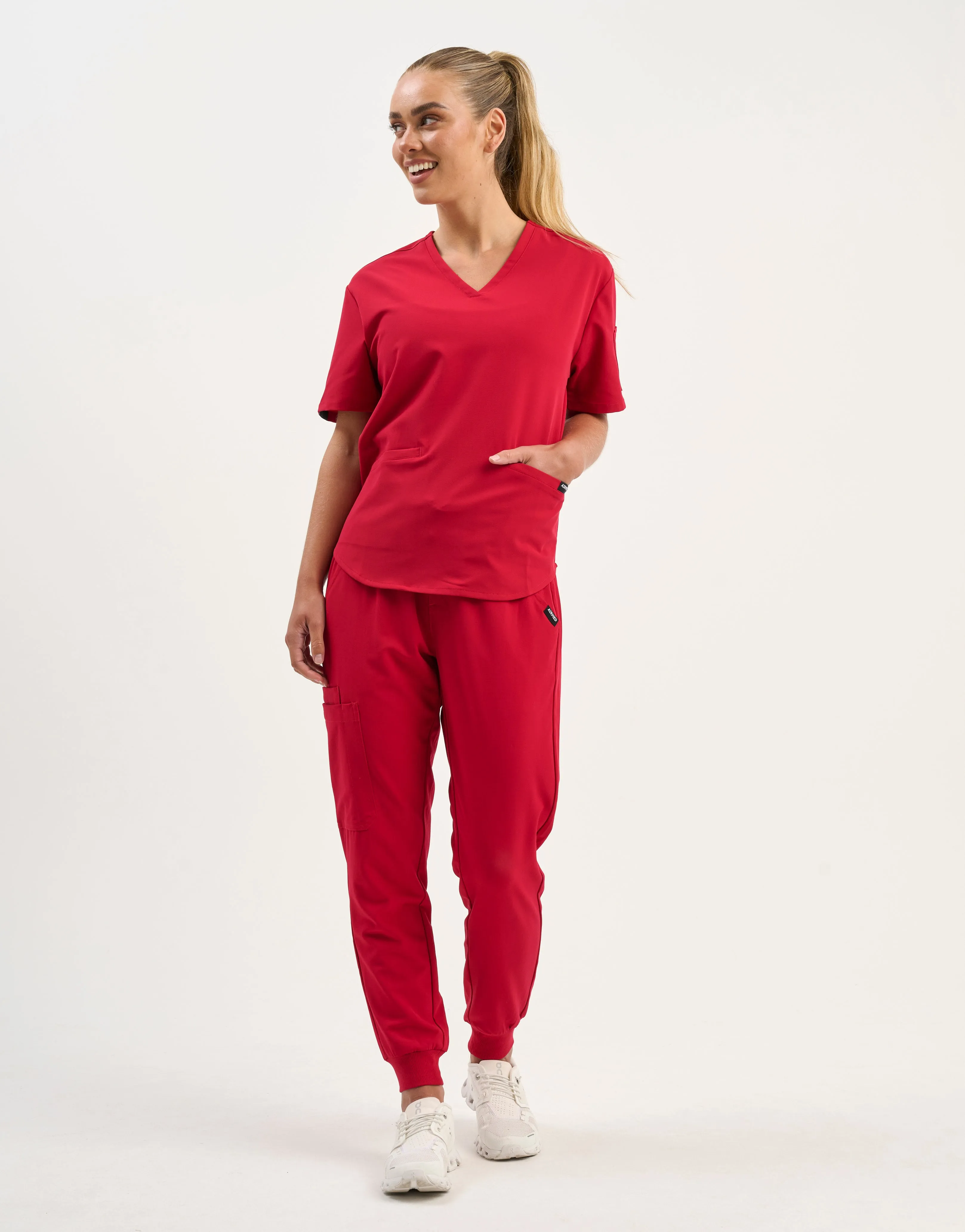 Aspire V Neck Scrub Top - Cherry Red