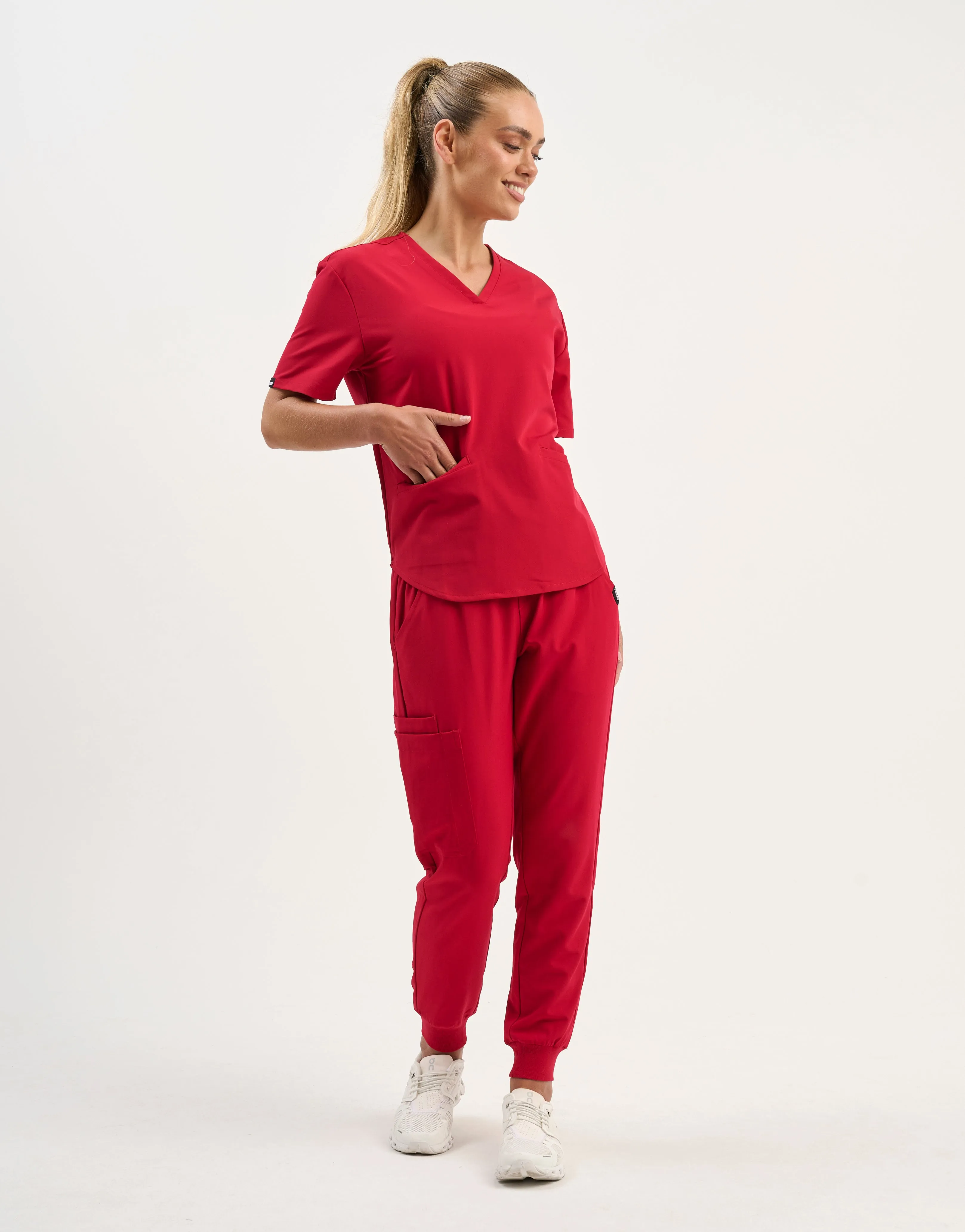 Aspire V Neck Scrub Top - Cherry Red