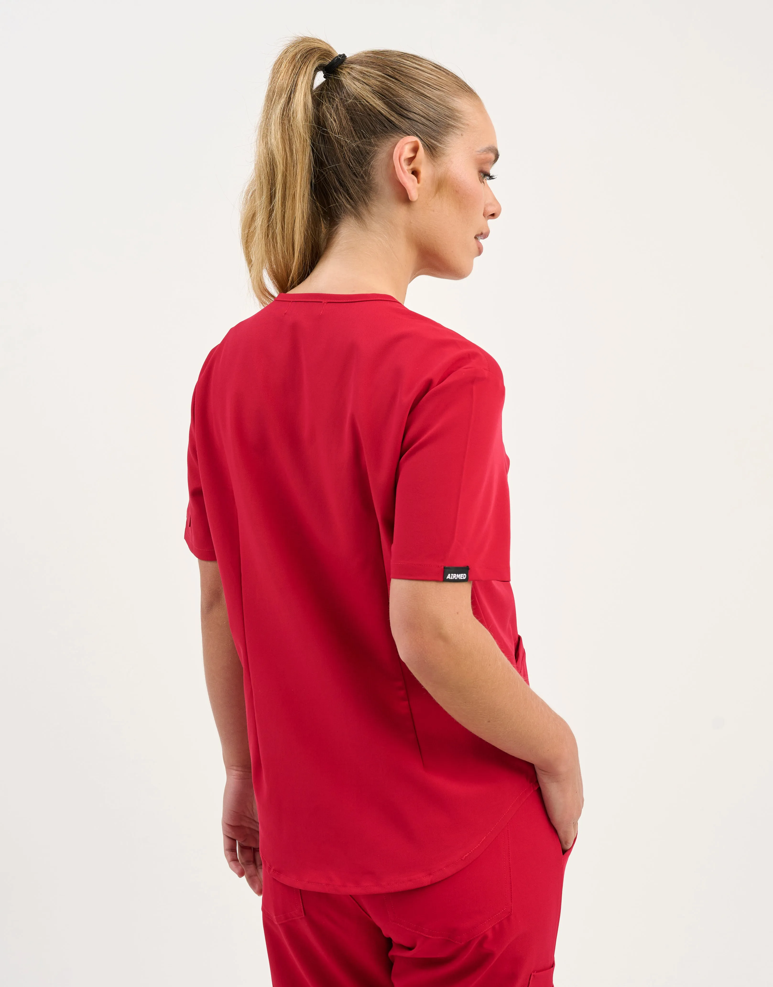 Aspire V Neck Scrub Top - Cherry Red