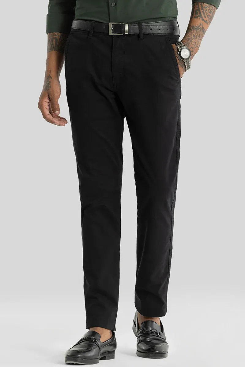 Astral Black Plain Slim Fit Chinos