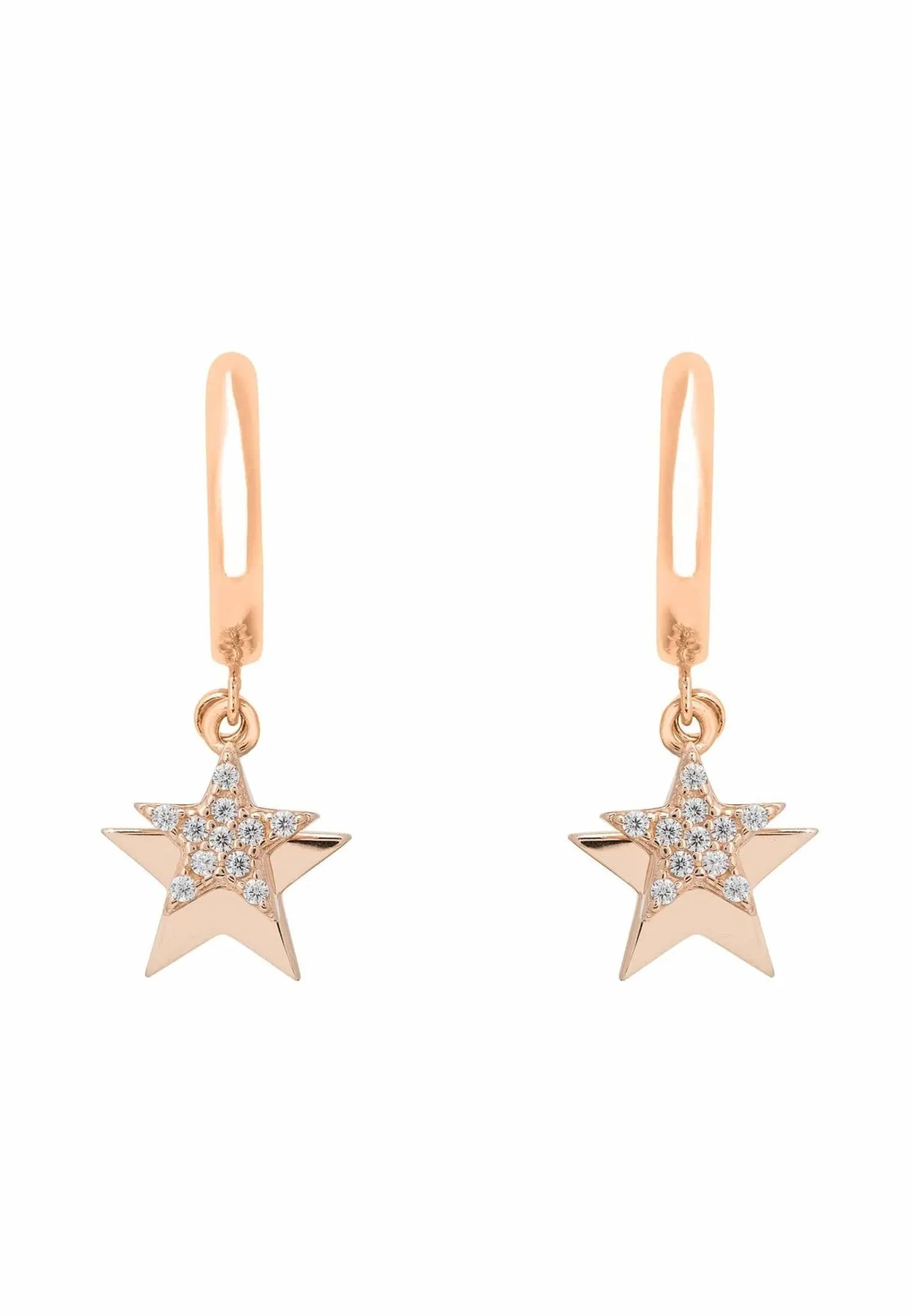 Astro Double Star Huggie Hoop Earring Rosegold