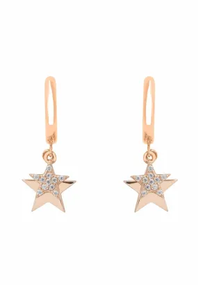 Astro Double Star Huggie Hoop Earring Rosegold