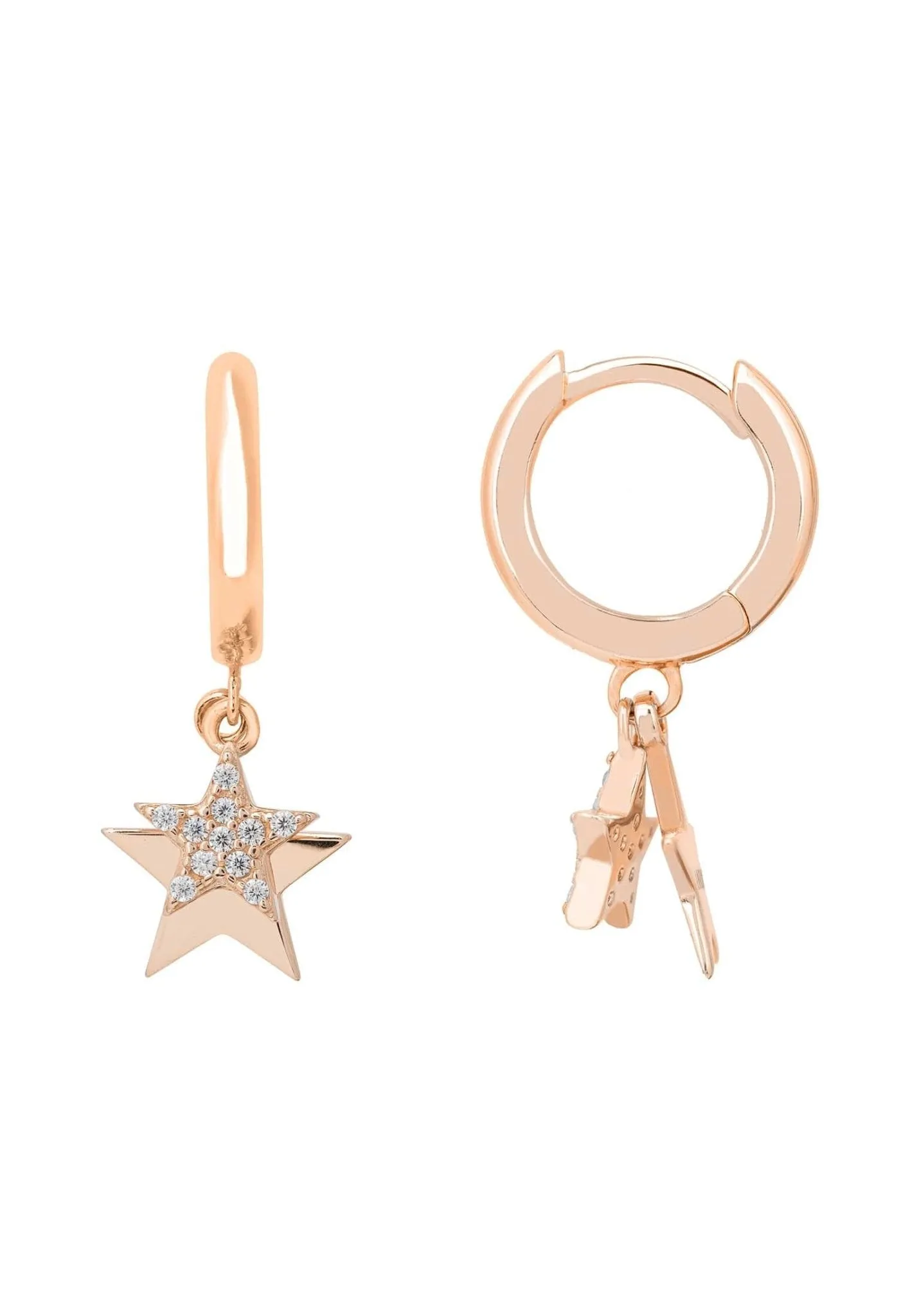 Astro Double Star Huggie Hoop Earring Rosegold