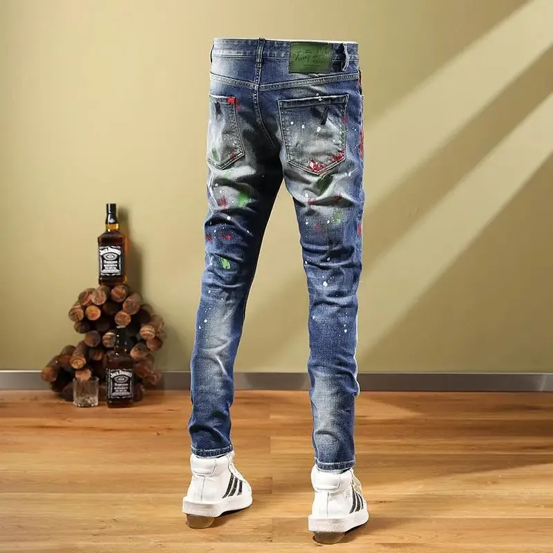 Authentic classic NEW Men Jeans Ripped for Jeans Pants biker Jeans Outwear Man Pants custom add LOGO