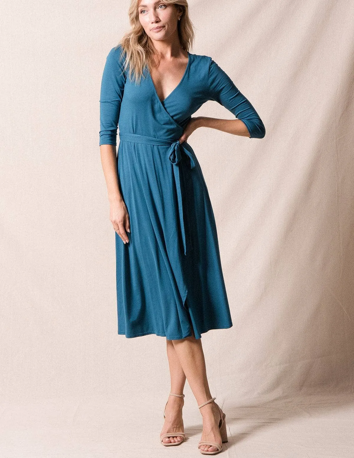 Bamboo / Organic Cotton Wrap Dress - Pacific - Large and XL Only