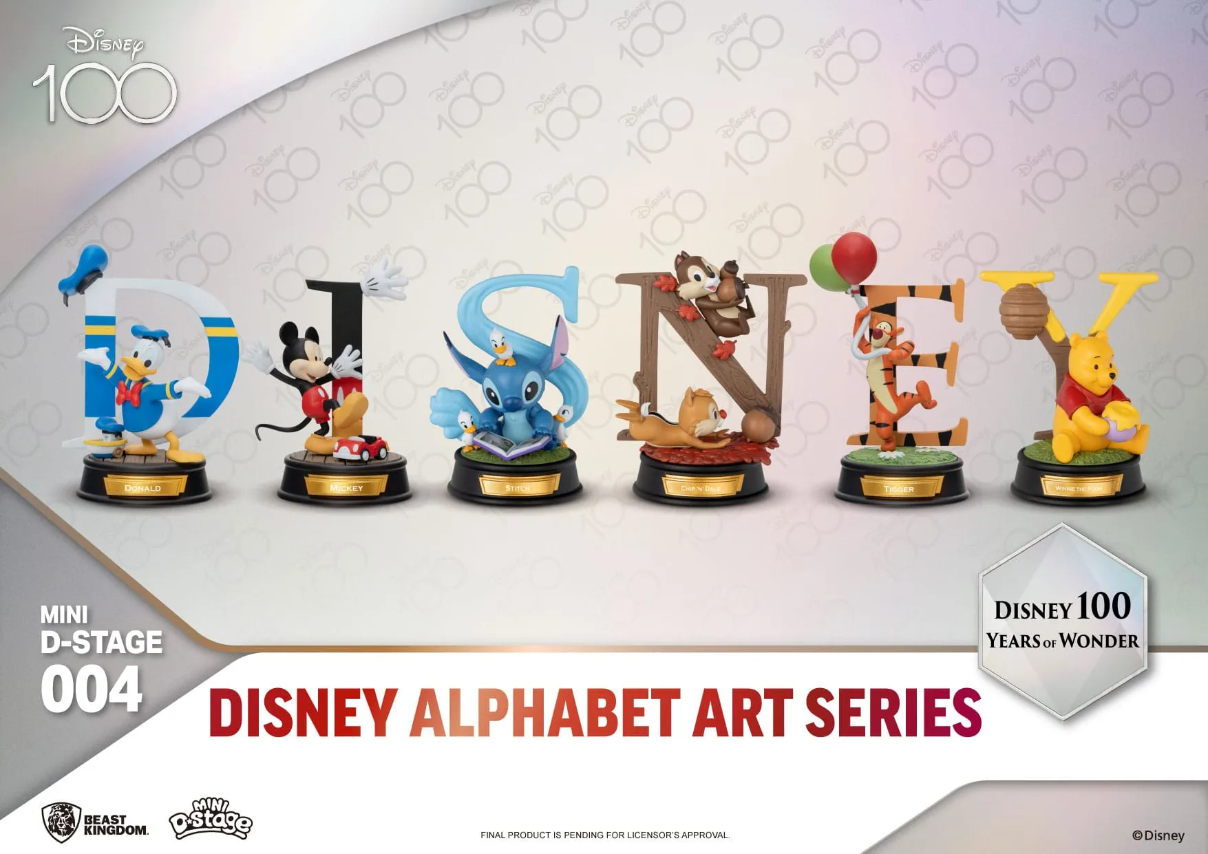 Beast Kingdom Disney 100 Years of Wonder Disney Alphabet Art Mini Diorama Statues 6-pack