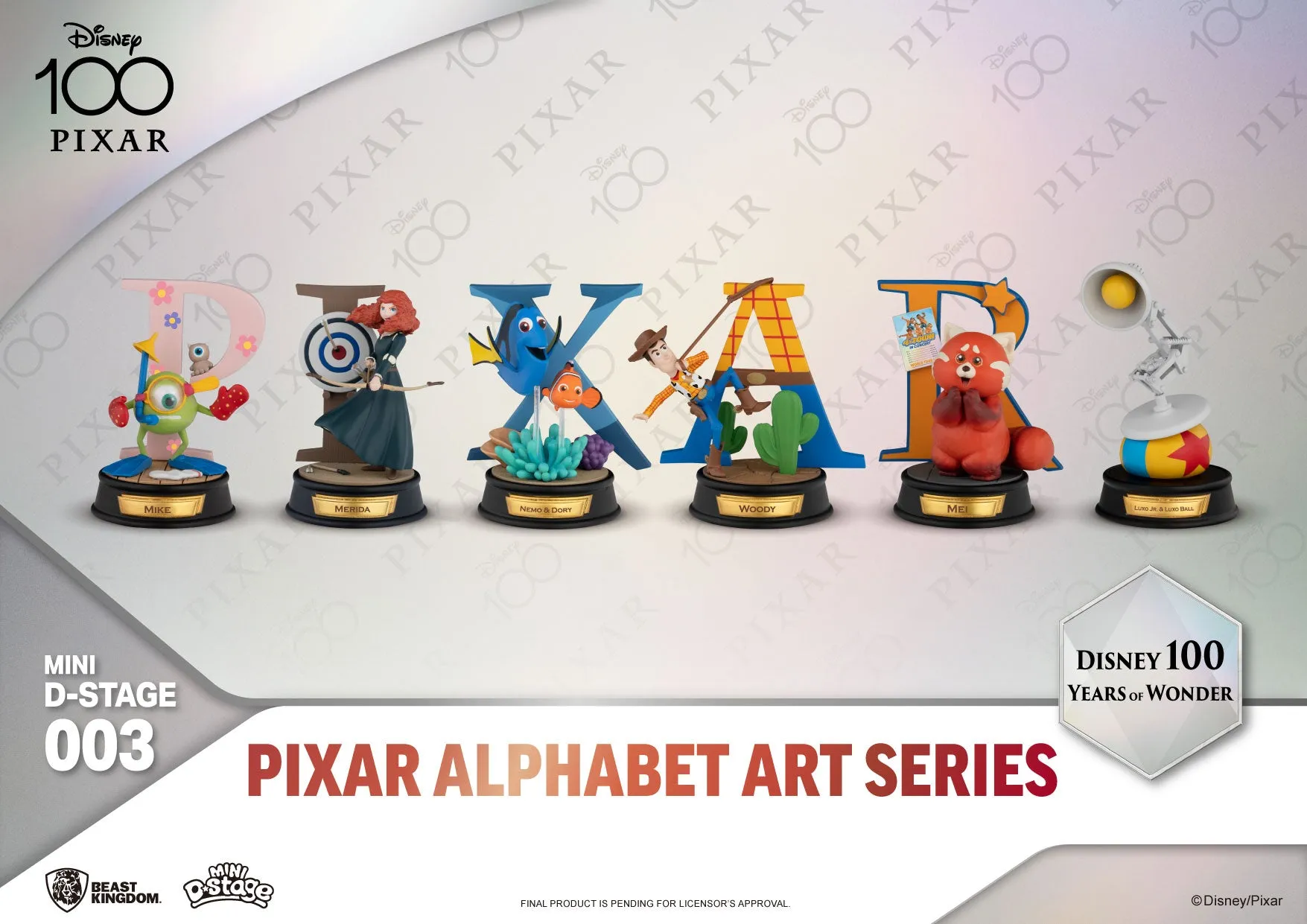 Beast Kingdom Disney 100 Years of Wonder Pixar Alphabet Art Mini Diorama Statues 6-pack