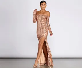 Becca Formal High Charming Slit Sequin Dress