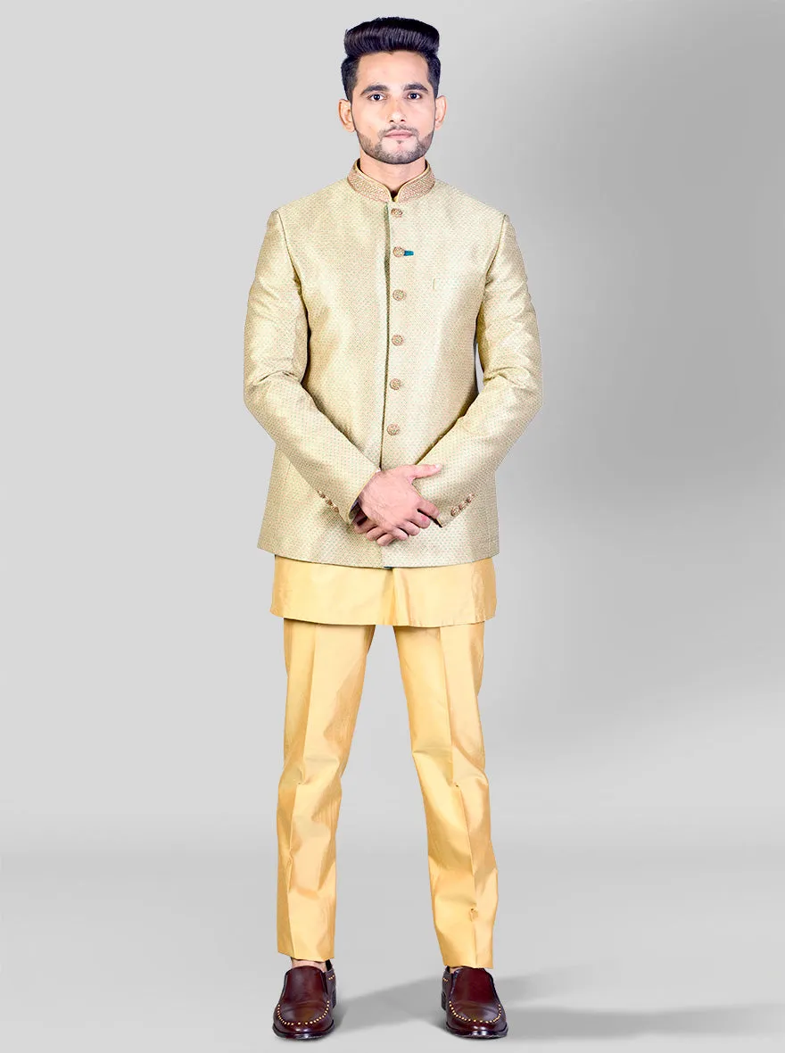 Beige & Green Jodhpuri Suit | JadeBlue