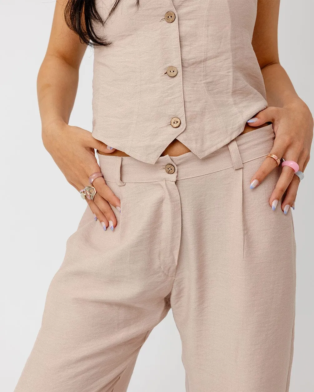 Beige Linen Pants