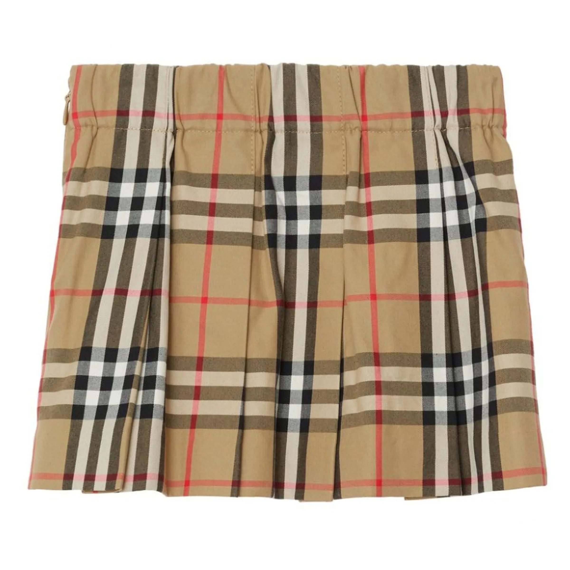 Beige Vintage Check Pleated Skirt