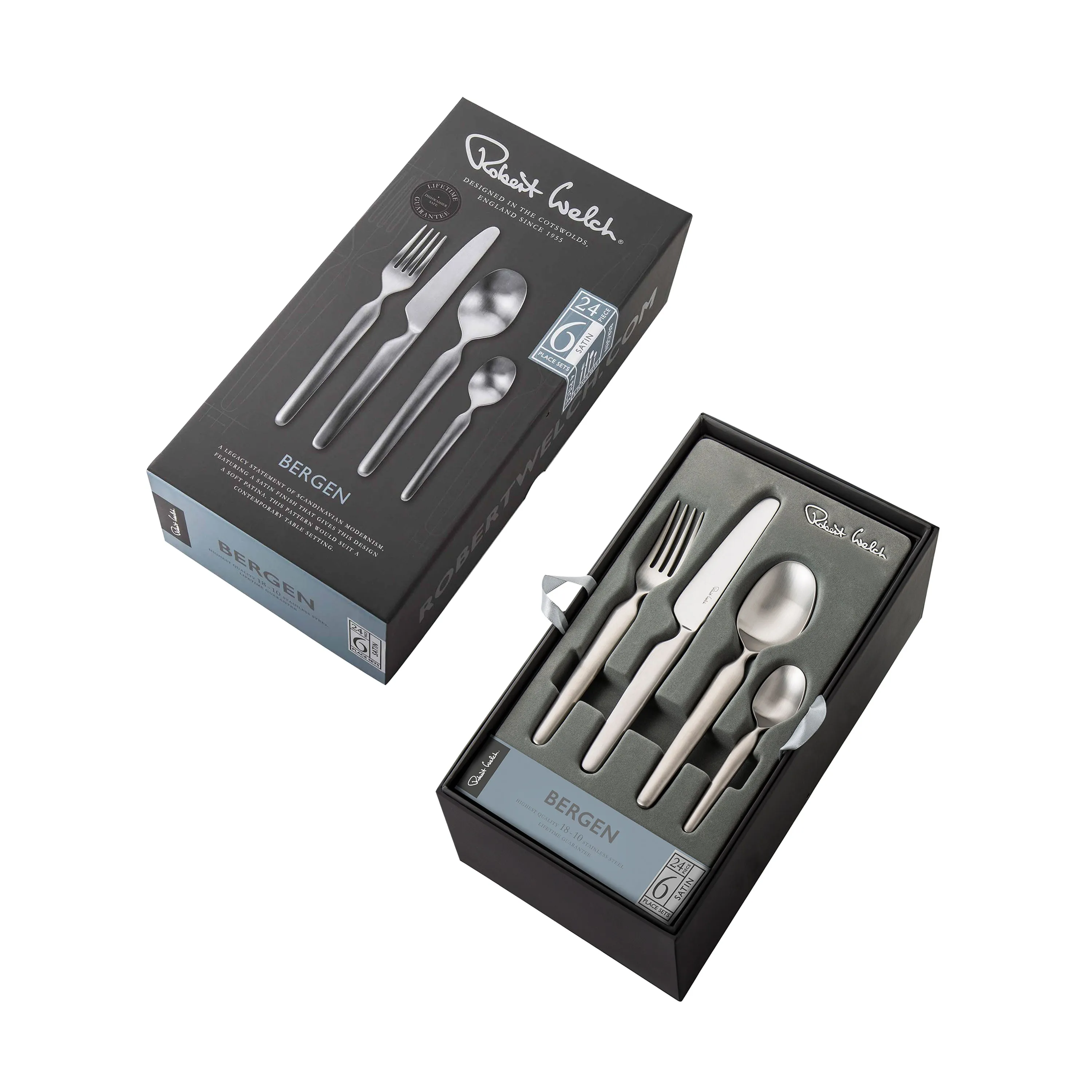 Bergen Satin Cutlery Set, 24 Piece for 6 People