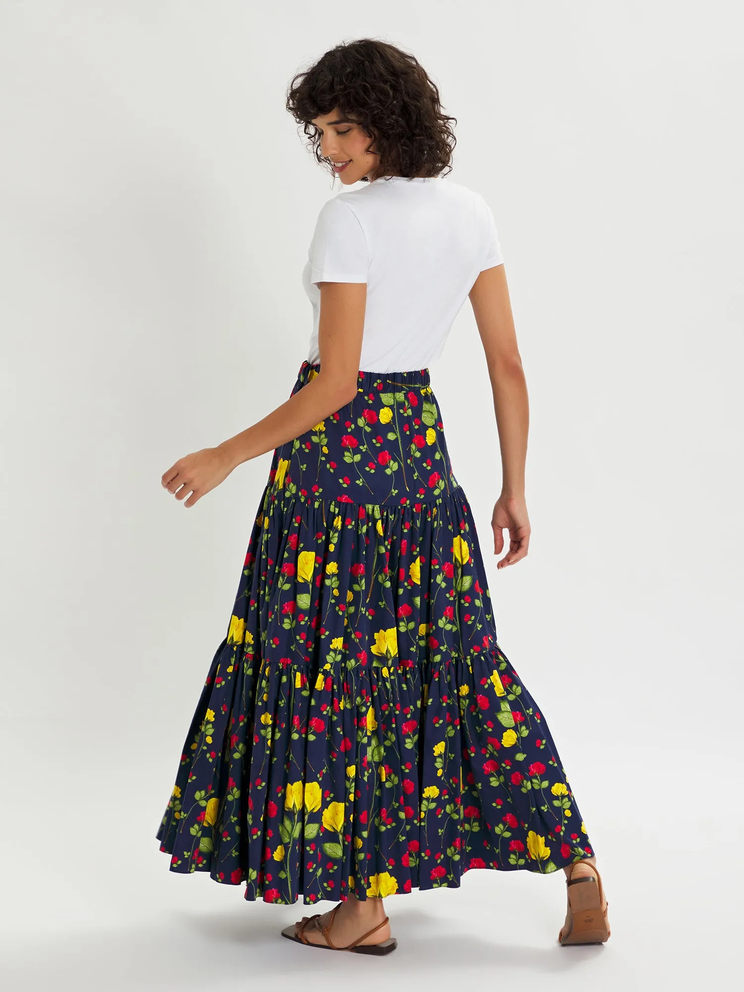 Billie Floral Maxi Skirt – Navy