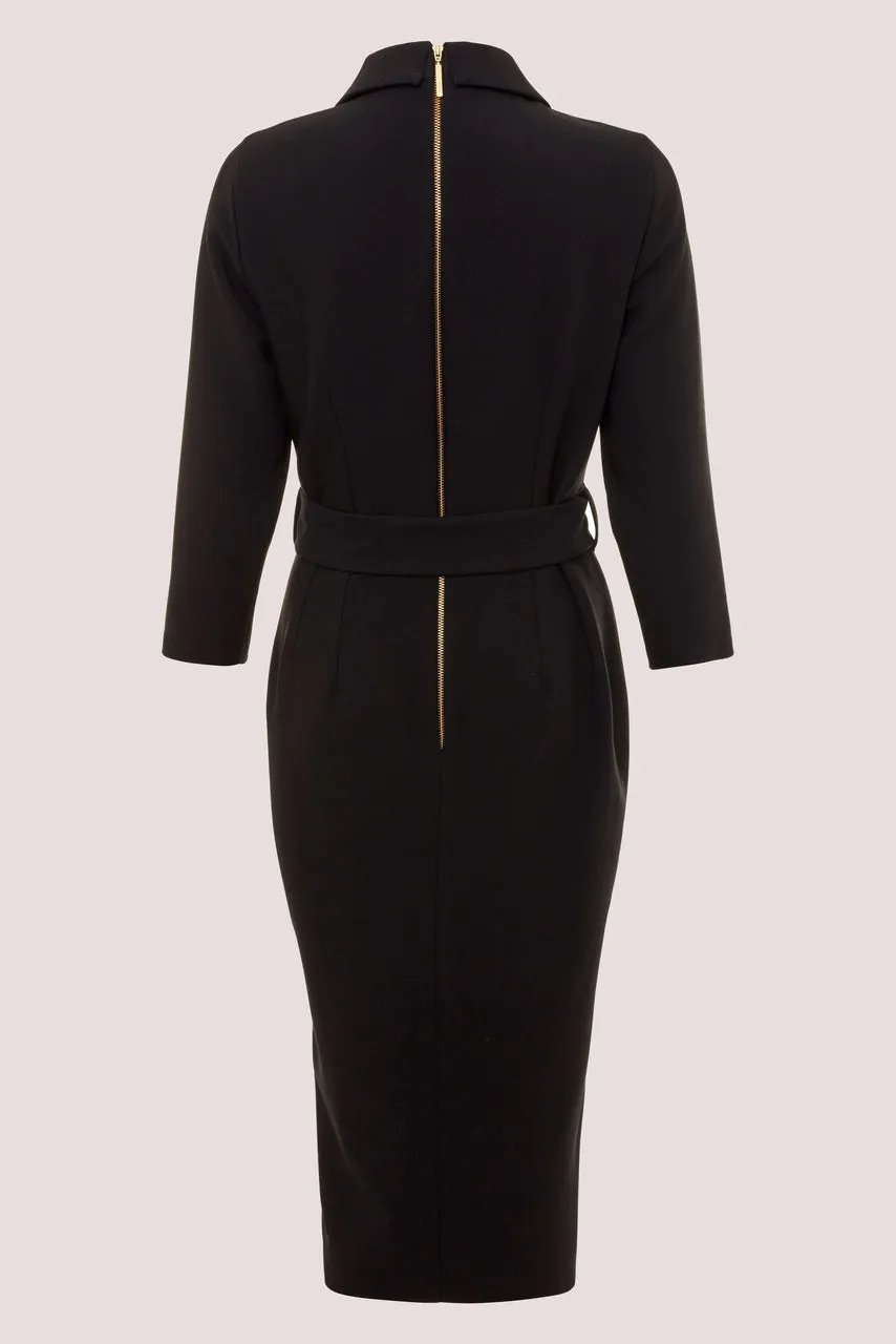 BLACK 3/4 SLEEVE PENCIL DRESS