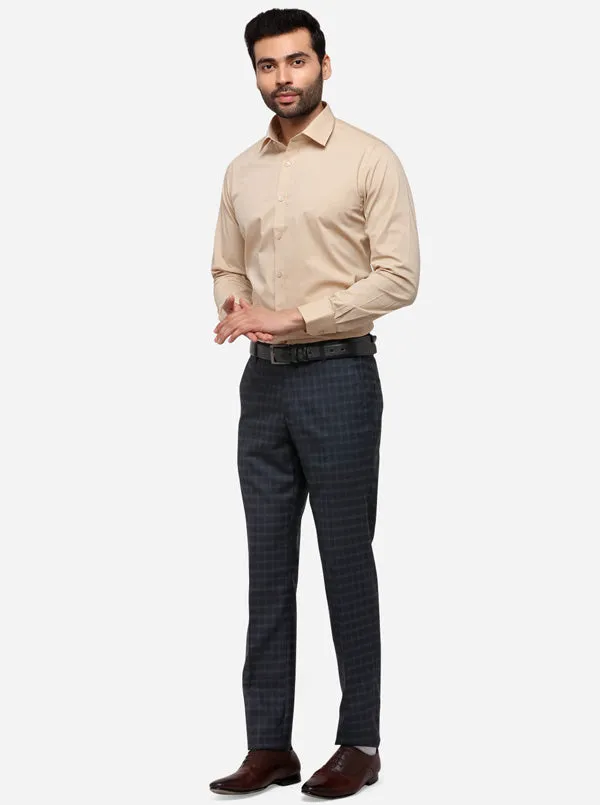 Black & Blue Slim Fit Checked Formal Trouser | Greenfibre