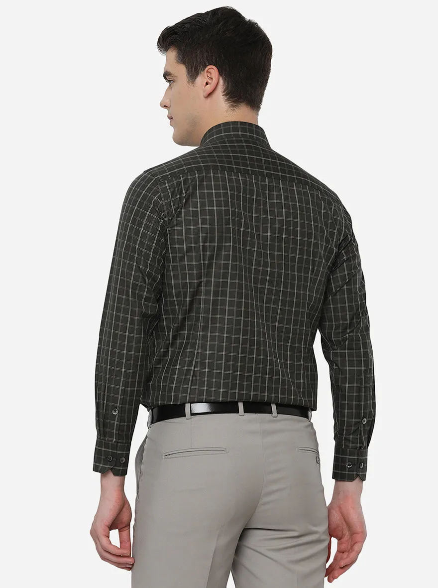 Black & White Checked Slim Fit Formal Shirt | Greenfibre