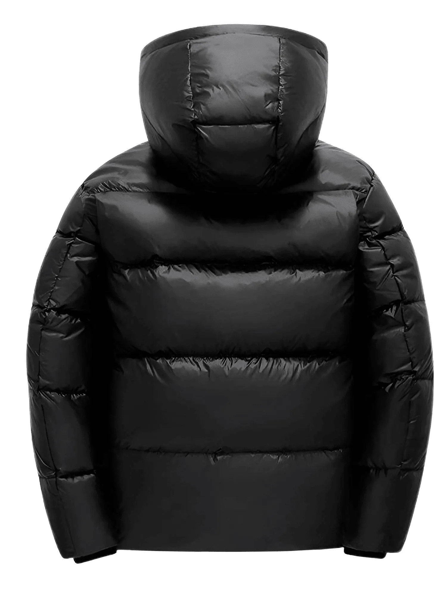 Black and Gold Hooded Puffer Coat Men's