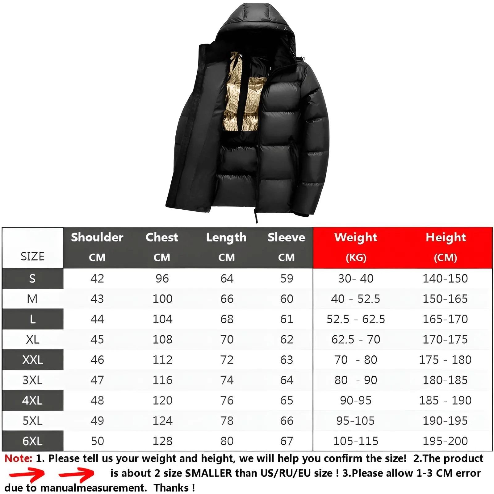 Black and Gold Hooded Puffer Coat Men's