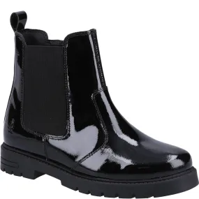 Black Laura Patent Senior School Boots