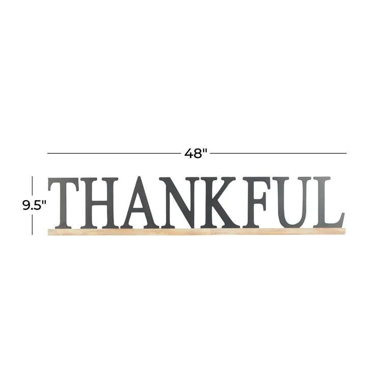 BLACK WOOD SIGN THANKFUL WALL DECOR