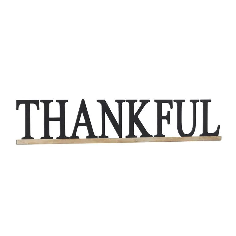 BLACK WOOD SIGN THANKFUL WALL DECOR