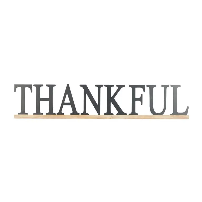 BLACK WOOD SIGN THANKFUL WALL DECOR