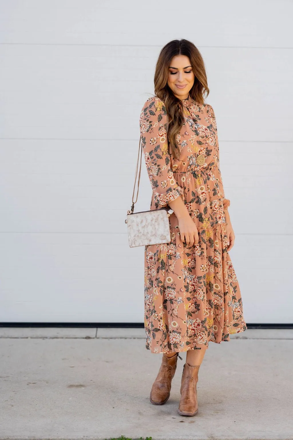 Blossoming Buds Long Sleeve Midi Dress