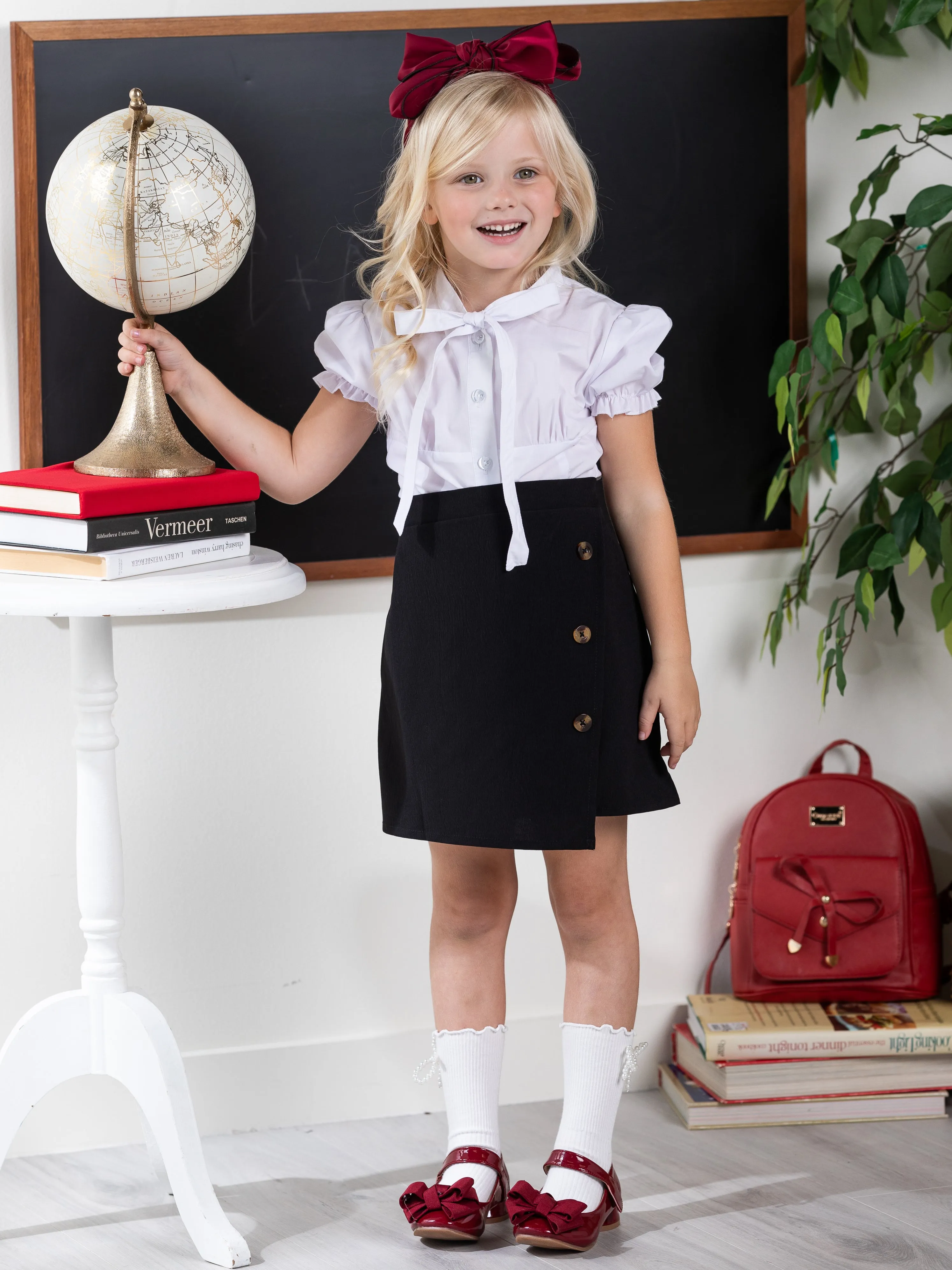 Bow Collared Dress Top by Kids Couture