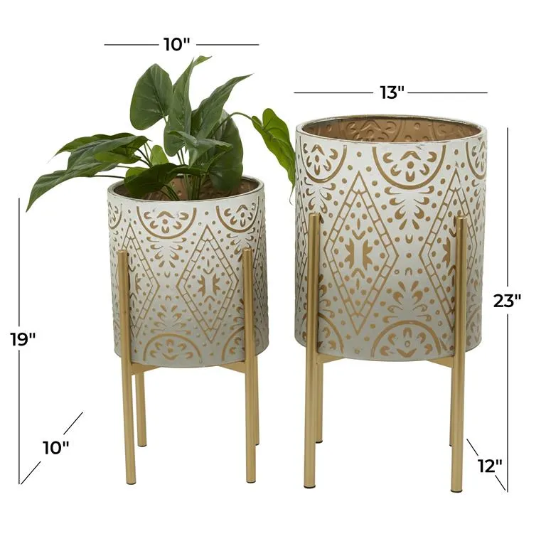 BROWN METAL INDOOR OUTDOOR PLANTER WITH REMOVABLE STAND