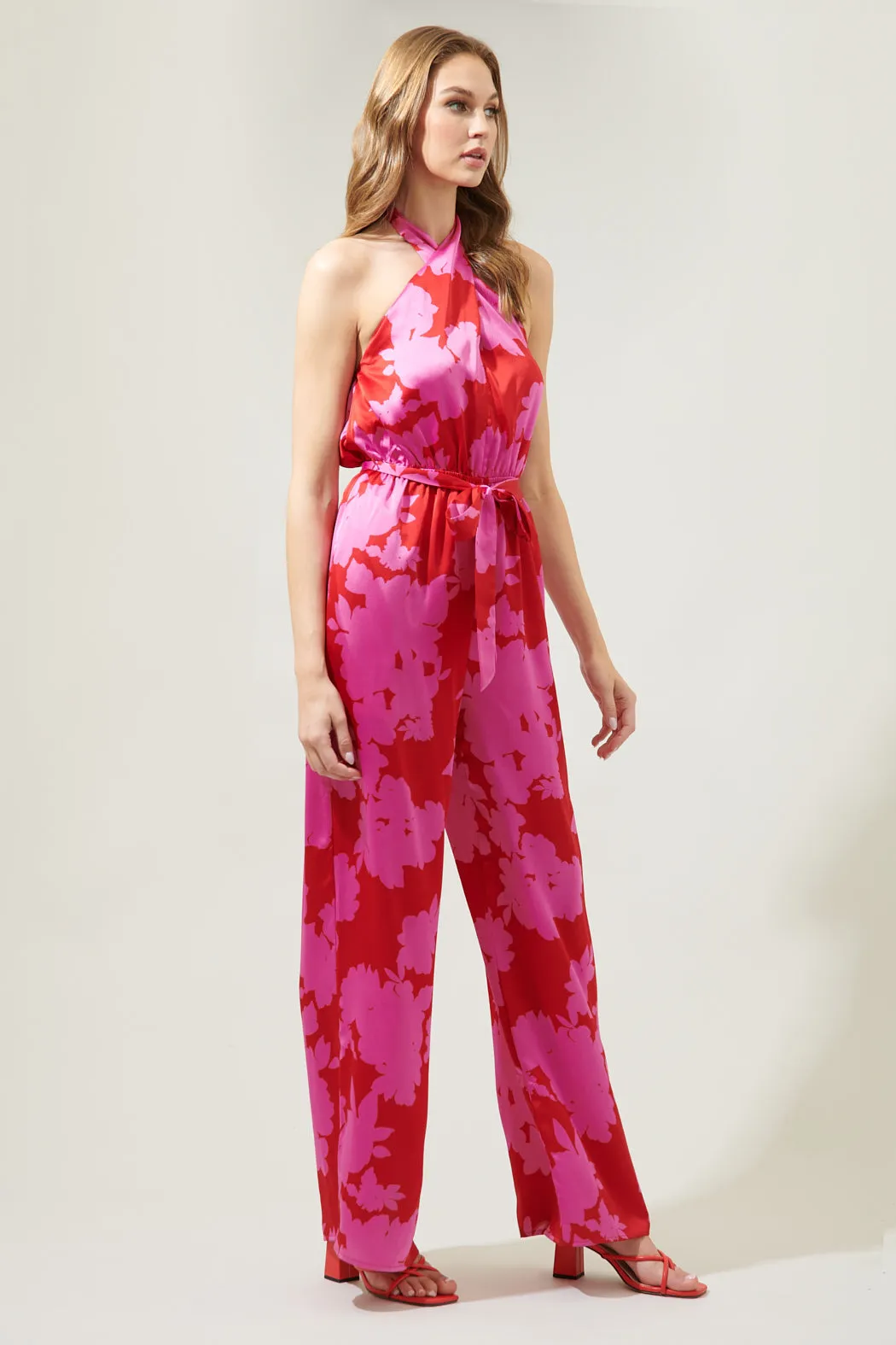 Burning Love Villanueva Satin Halter Jumpsuit