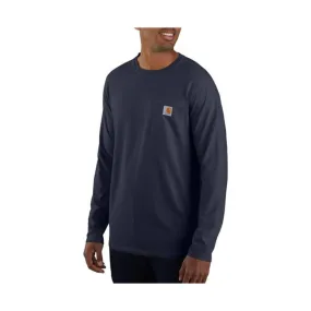 Carhartt Men's Force Relaxed Fit Midweight Long Sleeve Pocket T Shirt - Navy