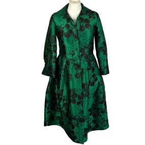 Carolina Herrera Brand New Emerald & Black Jacquard Shirtdress XXS