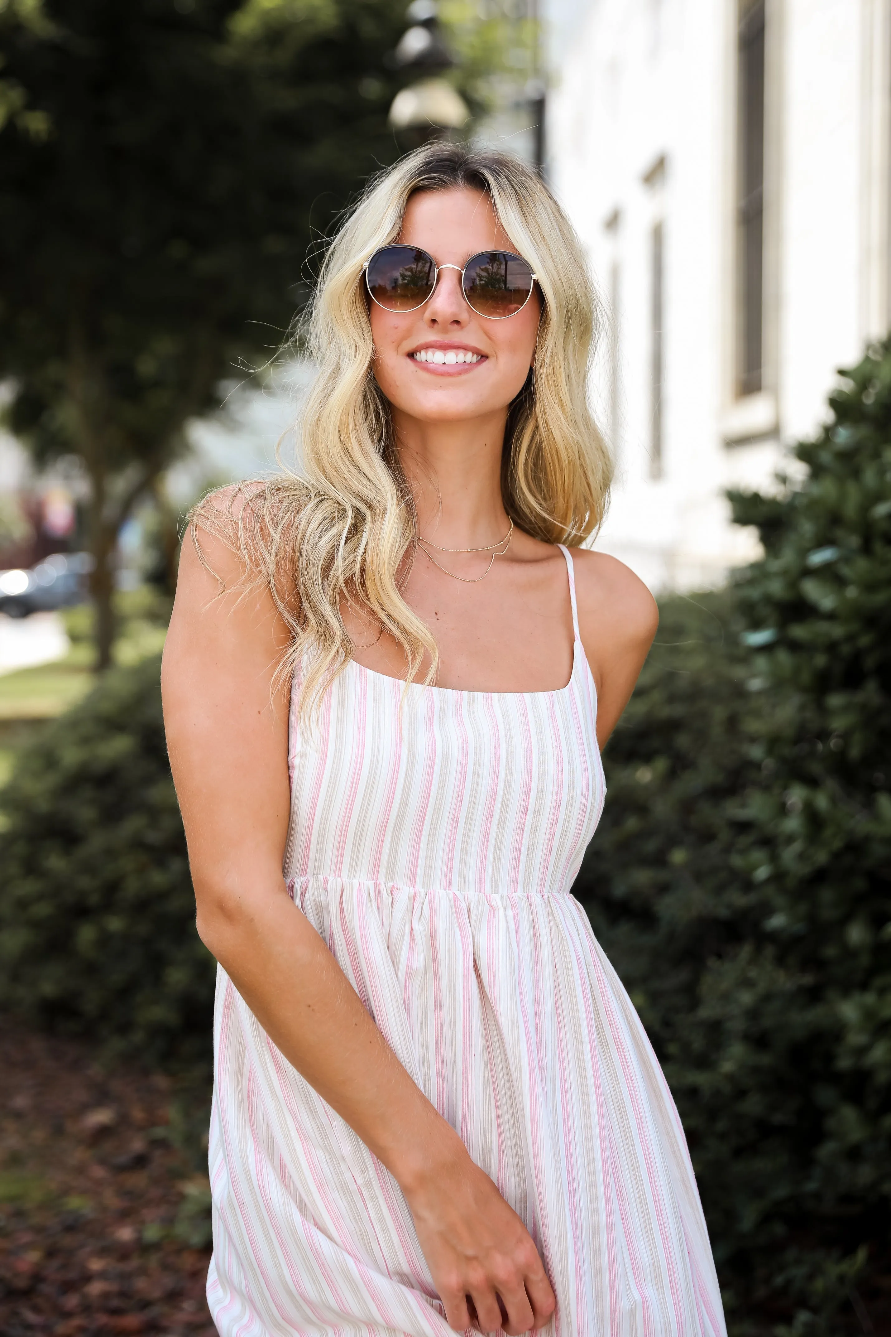 Charmed Energy Pink Striped Midi Dress