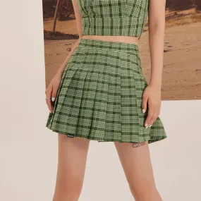 Check Tennis Pleat Mini Skirt