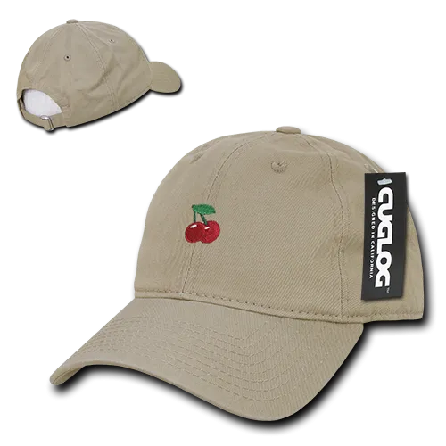 Cherry Cherries Baseball Cap Dad Hat, Khaki