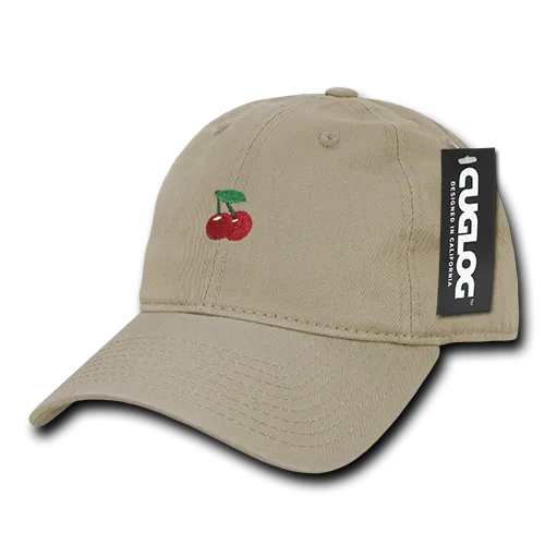 Cherry Cherries Baseball Cap Dad Hat, Khaki