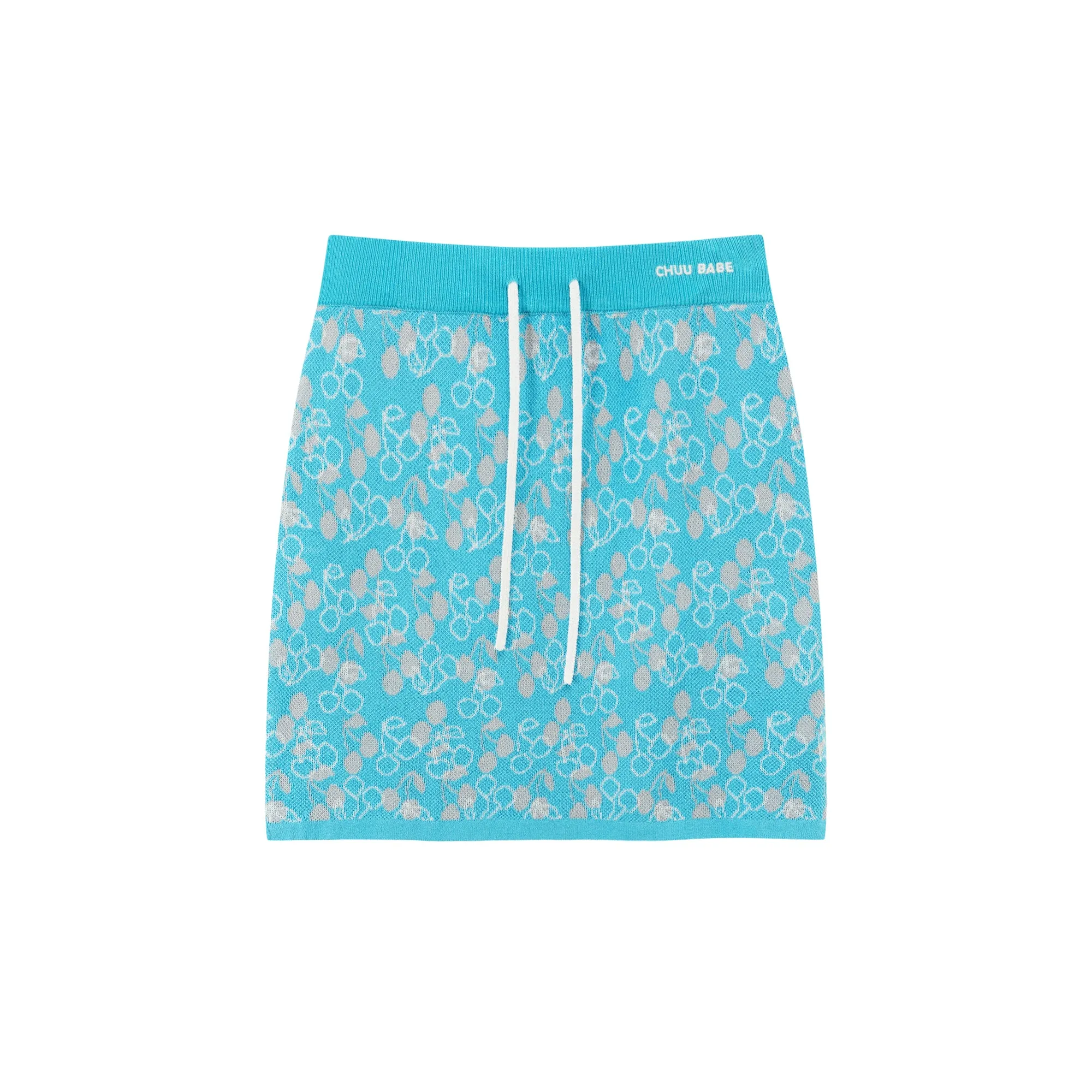 Cherry Pattern String Slimfit Skirt