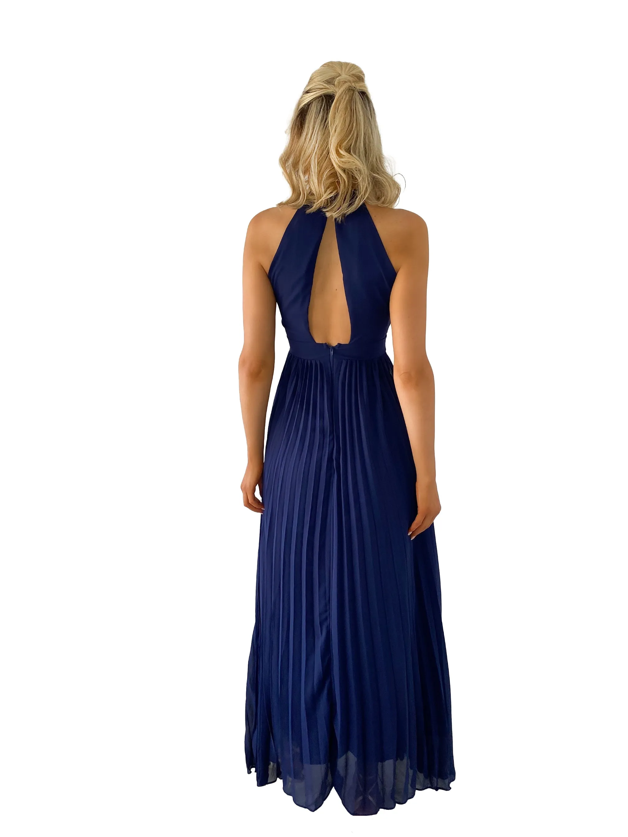 Chiffon Evening Gown With Halter Neck