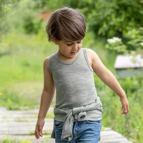 Child's Sleeveless Vest in Wool/Silk in Grey (1-14y)